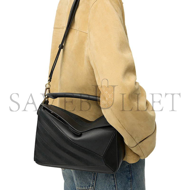 L0ew* SMALL PUZZLE BAG IN CLASSIC CALFSKIN AND SUEDE A510S21XCF (24.5*16.5*10.5cm)